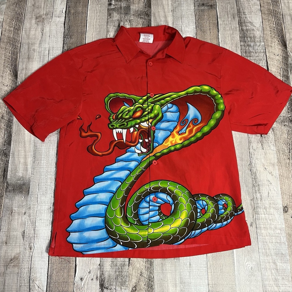 Jnco Shirt Youth XL Red Vintage Y2K Snake Flames Fire Cobra Punk Grunge